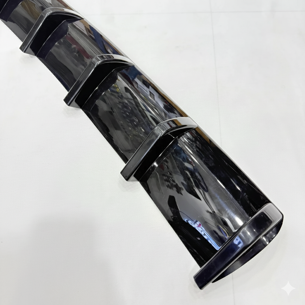 Universal 6‑Fin Rear Diffuser | Gloss Black Aftermarket ABS